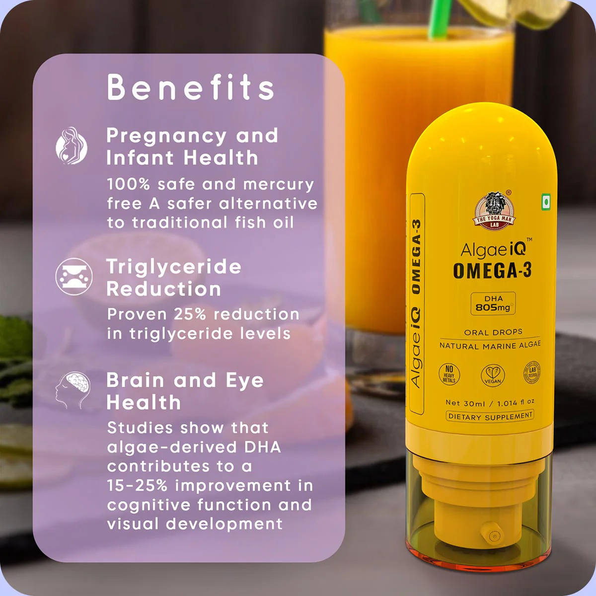 YogaManLab® AlgaeIQ Omega-3 with 800mg DHA | TEST - Image 3