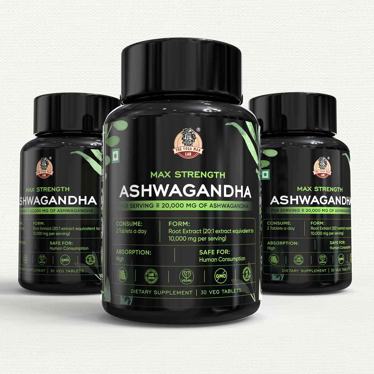 YogaManLab® Ashwagandha Tablets - 100% Lab Certified | Xtra Energy Booster & Stress Reliever - 30 Tablets - Image 16