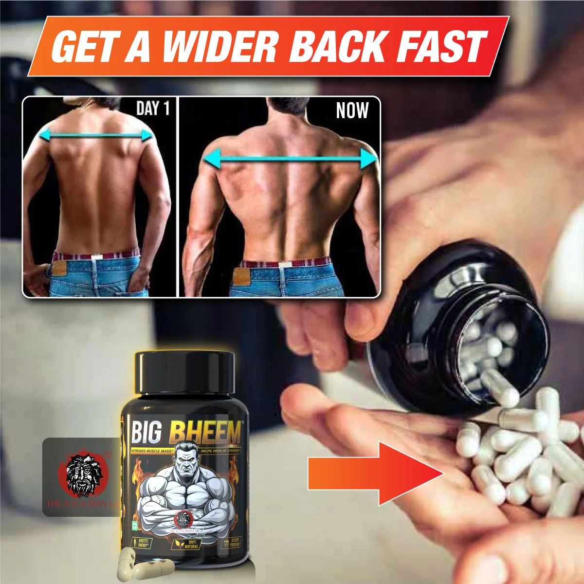 BIG BHEEM - Muscle & Weight Gain Supplement | 100% Natural Ayurvedic Testo Booster For Increased Bedroom Performance - Image 11