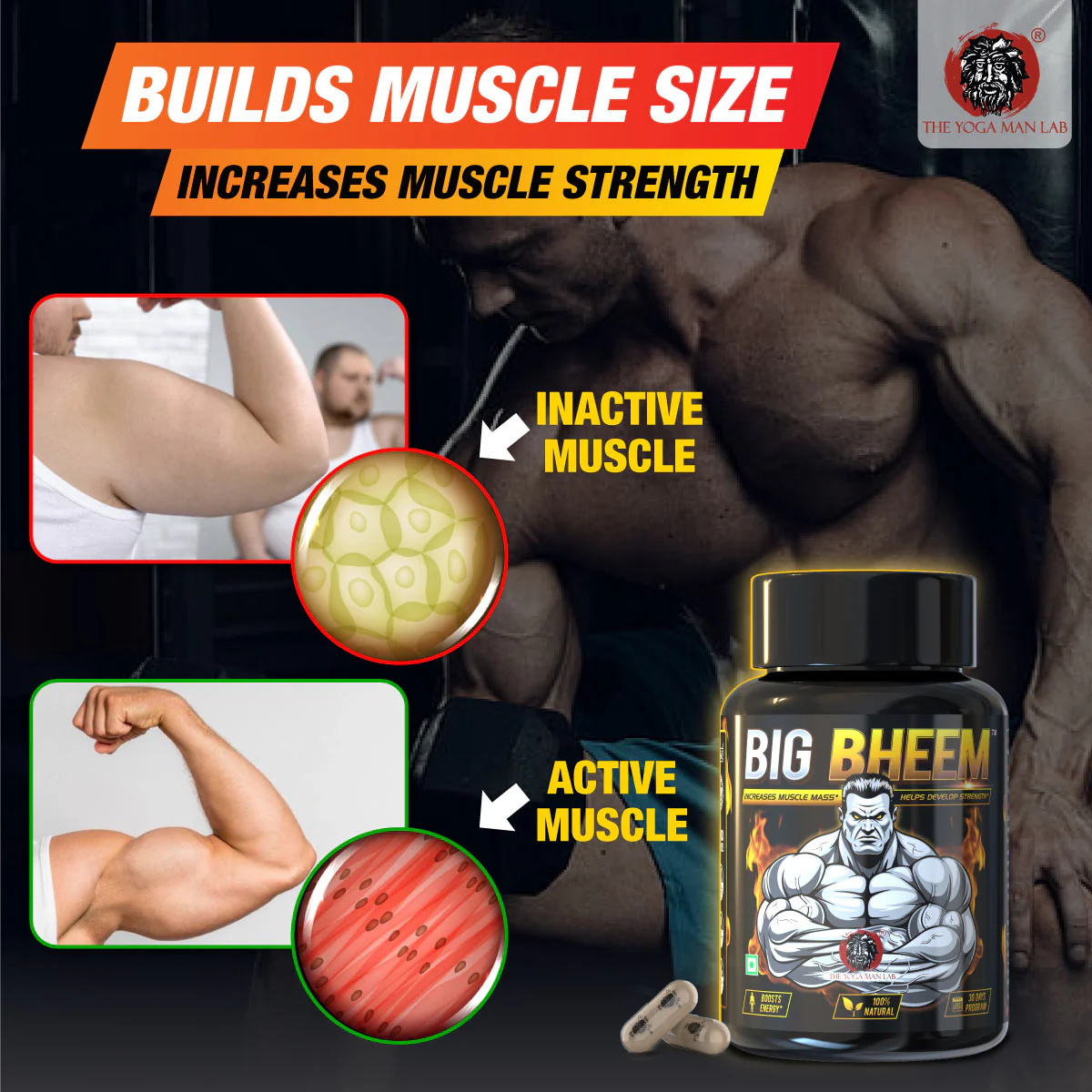 BIG BHEEM - Muscle & Weight Gain Supplement | 100% Natural Ayurvedic Testo Booster For Increased Bedroom Performance - Image 13