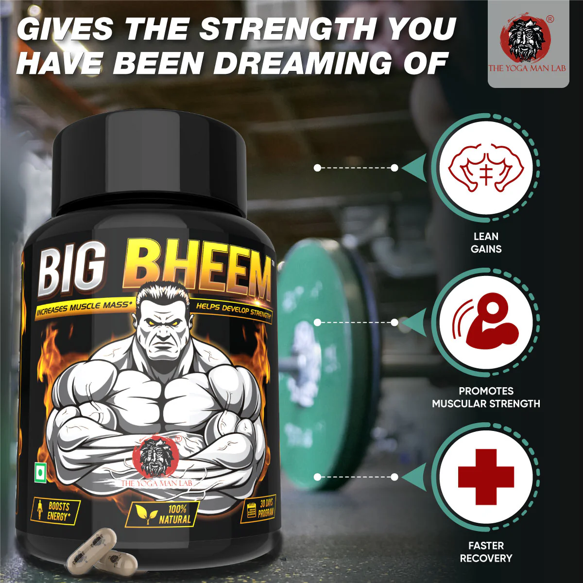 BIG BHEEM - Muscle & Weight Gain Supplement | 100% Natural Ayurvedic Testo Booster For Increased Bedroom Performance - Image 14