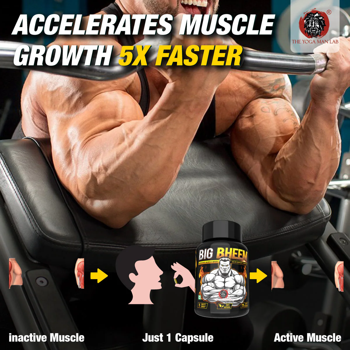 BIG BHEEM - Muscle & Weight Gain Supplement | 100% Natural Ayurvedic Testo Booster For Increased Bedroom Performance - Image 15