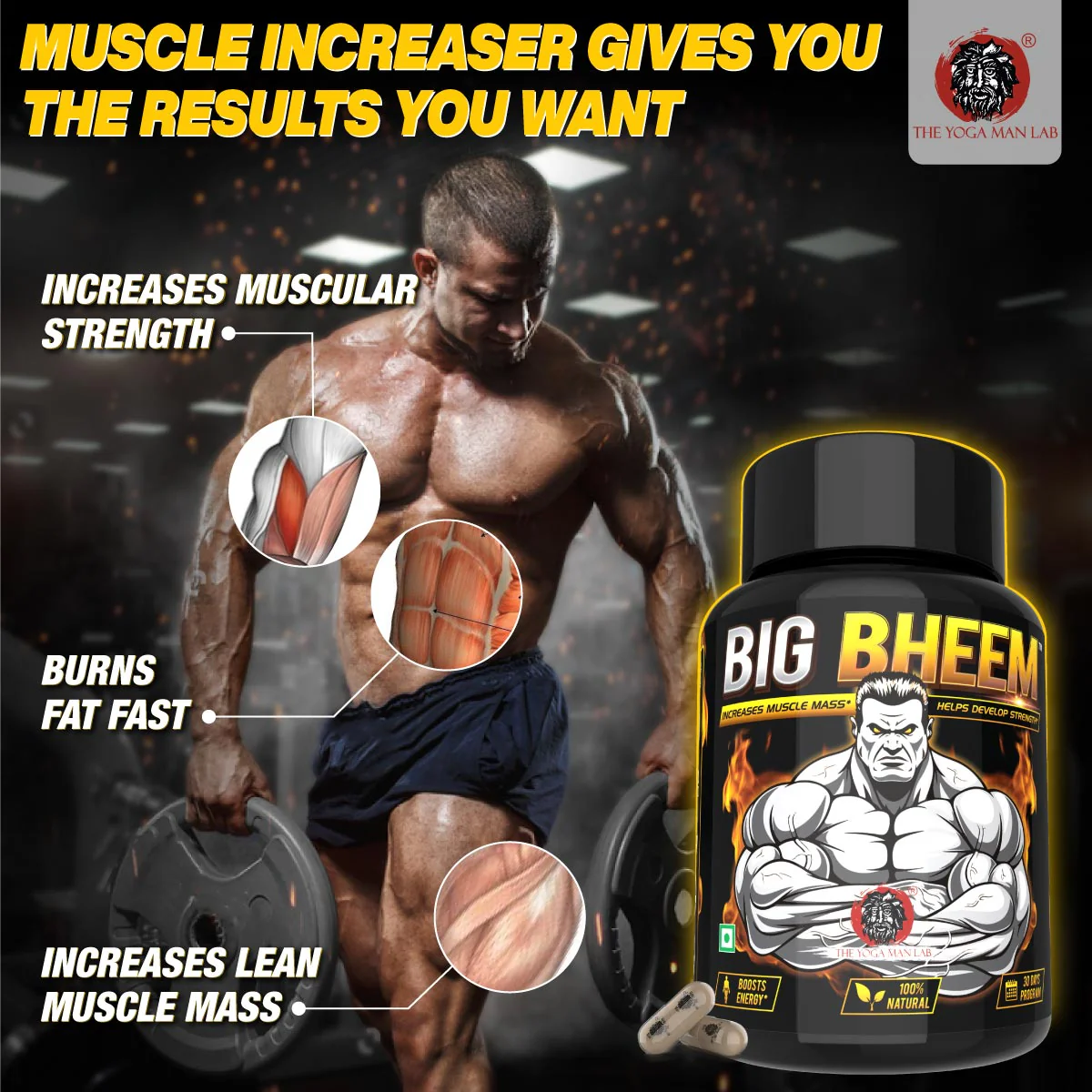 BIG BHEEM - Muscle & Weight Gain Supplement | 100% Natural Ayurvedic Testo Booster For Increased Bedroom Performance - Image 16