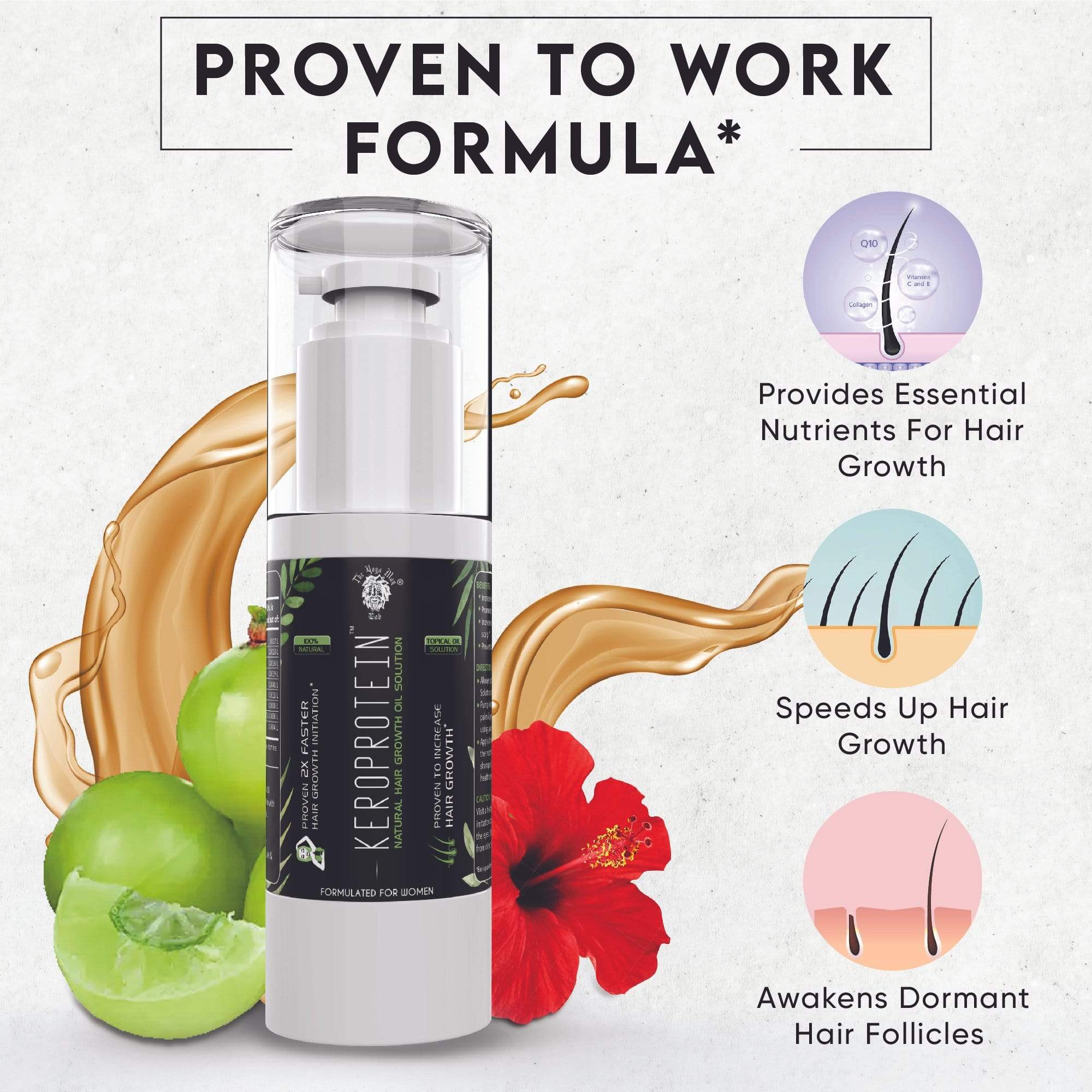 YogaManLab® KEROPROTEIN® Hair Growth Topical Oil 30mL (Men) | Made From Natural Ayurvedic Plant Oils | With Proven To Work Research Based Ingredients - Image 3