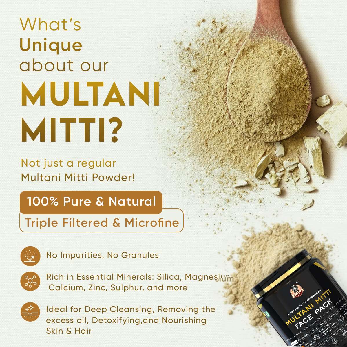 YogaManLab® Multani Mitti Glow Face Pack – For Deep Pore Cleansing, Acne Defense & Tan Removal (With Chandan, Turmeric & Orange Peel) - Image 12