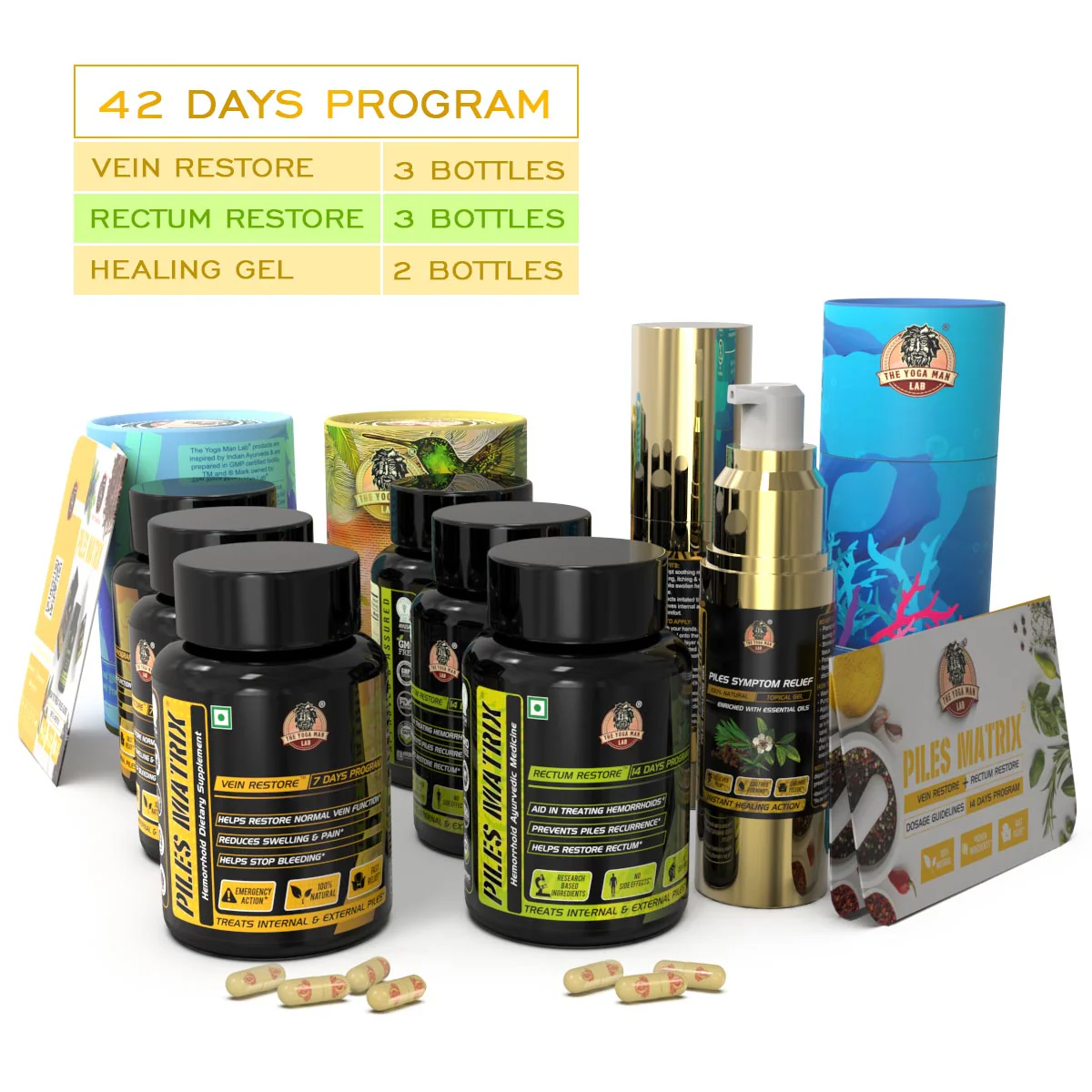 YogaManLab® PILES MATRIX - Ayurvedic Medicines for Piles Home Treatment | With Capsules, Lepam & Diet Booklet | Relives Pain & Itching, Shrinks Mass, & Treats Constipation | 100% Natural - Image 22