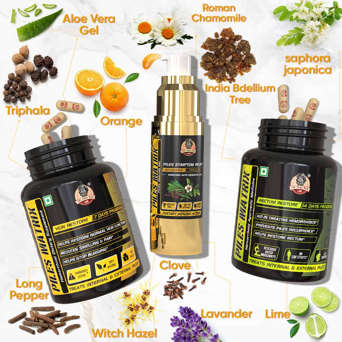 YogaManLab® PILES MATRIX - Piles Treatment Ayurvedic Capsules & Lepam Ointment | With Free Diet & Doctor | Treats Internal Grade1-4 & External Hemorrhoids | 100% Natural - Image 5