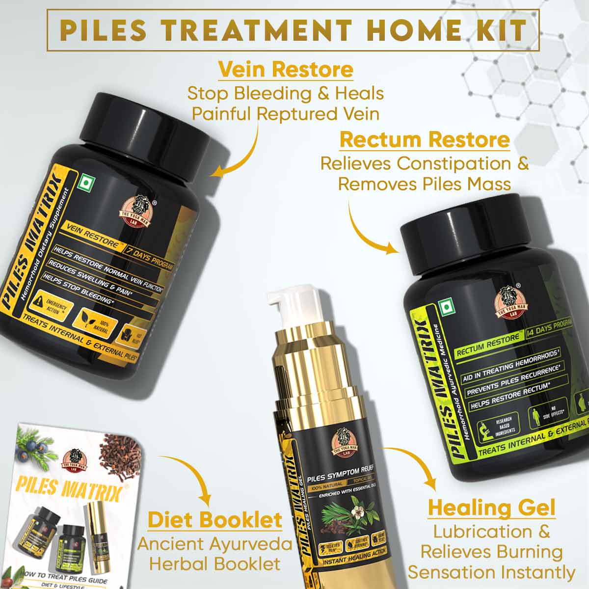 YogaManLab® PILES MATRIX - Piles Treatment Ayurvedic Capsules & Lepam Ointment | With Free Diet & Doctor | Treats Internal Grade1-4 & External Hemorrhoids | 100% Natural - Image 6