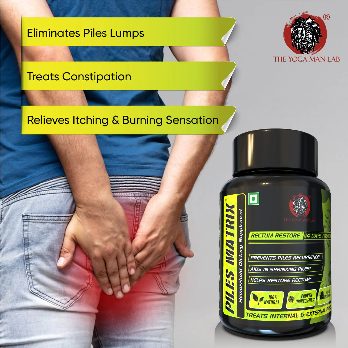 YogaManLab® PILES MATRIX - RECTUM RESTORE Ayurvedic Supplement | Shrink Piles Lumps & Mass and Treats Constipation | 100% Natural - Image 5