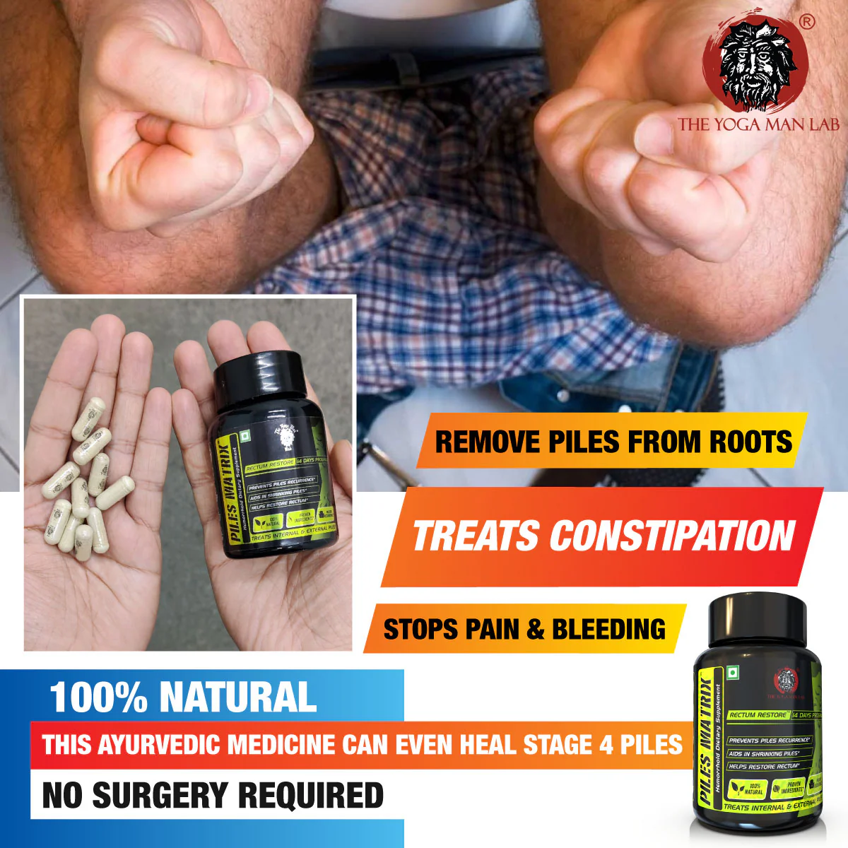 YogaManLab® PILES MATRIX - RECTUM RESTORE Ayurvedic Supplement | Shrink Piles Lumps & Mass and Treats Constipation | 100% Natural - Image 8