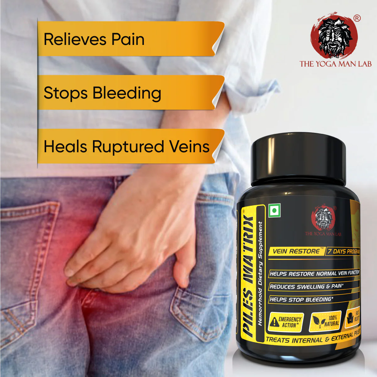 YogaManLab® PILES MATRIX Vein Restore Ayurvedic Medicine | Stops Bleeding, Relieves Pain & Itching | 100% Natural - Image 3