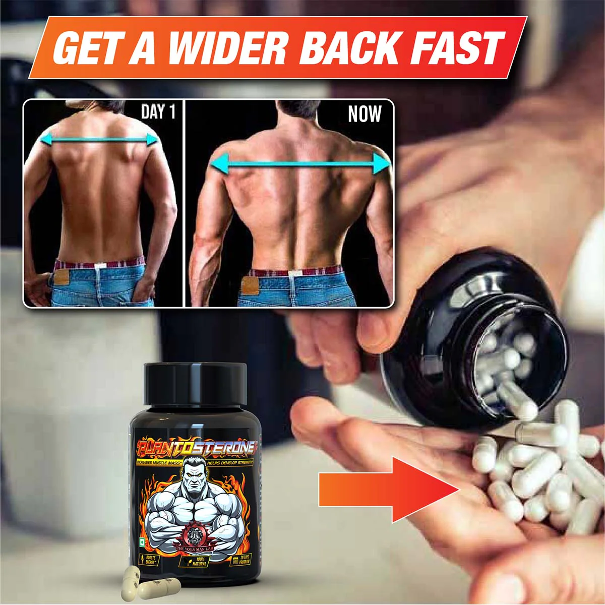YogaManLab® PLANTOSTERONE - Ayurvedic Muscle Builder & Testosterone Booster | Helps Increase Muscle Size & Body Weight| 100% Natural - Image 18