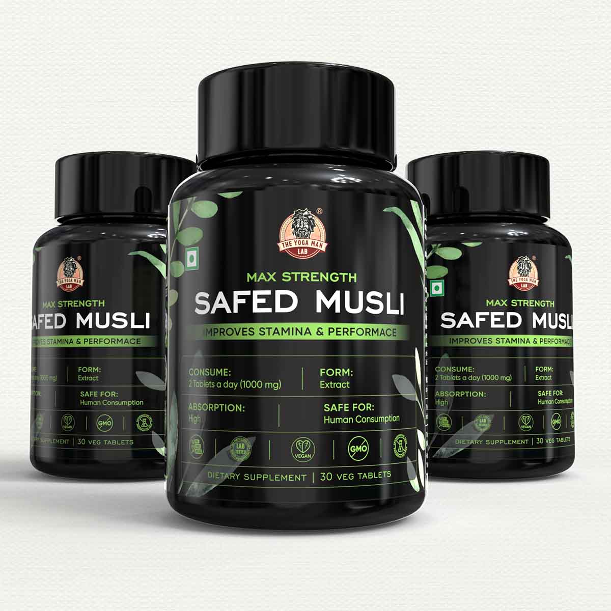 YogaManLab® Safed Musli Tablets – Improves Vitality - Lab Certified, Pesticide Free - 30 Tablets - Image 5