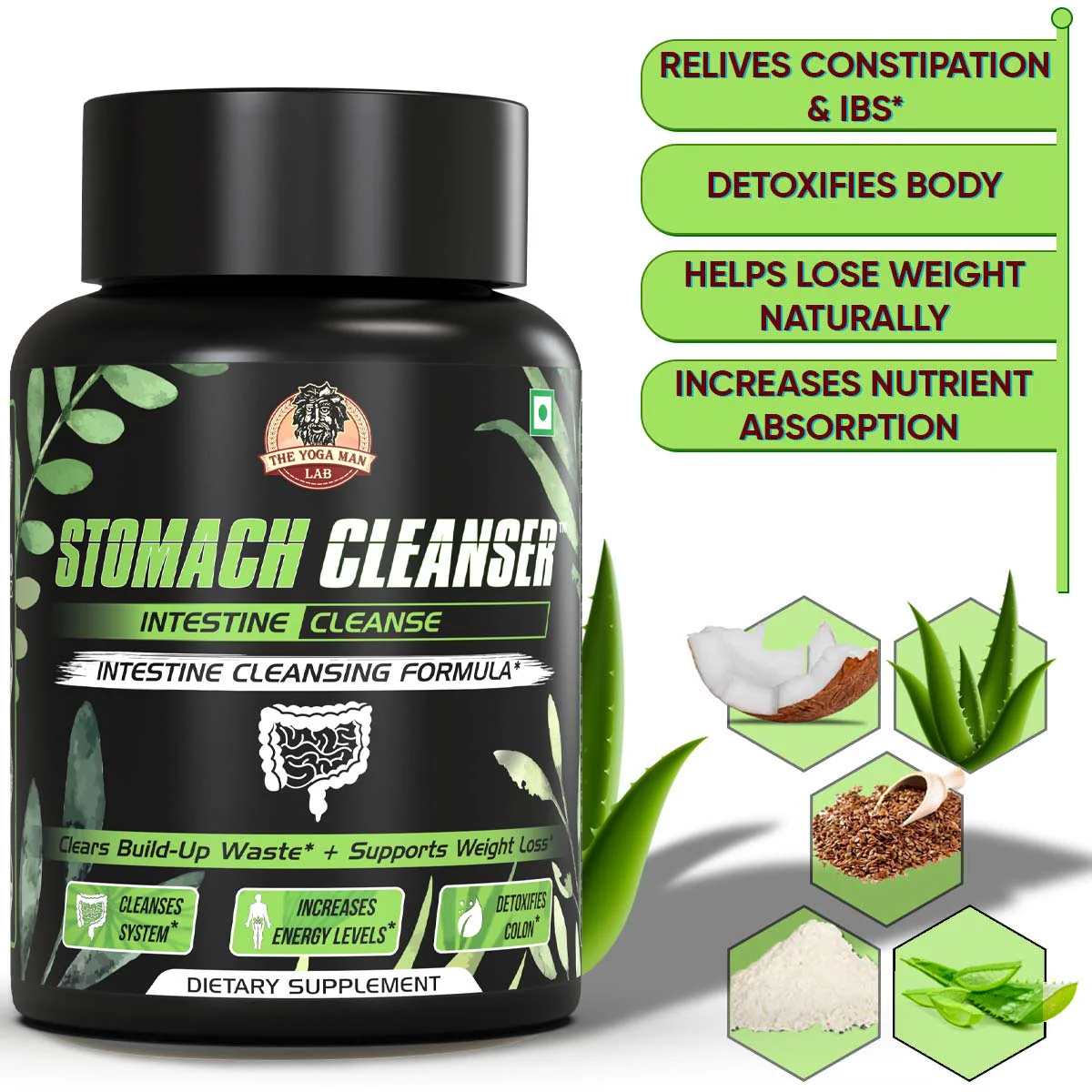 YogaManLab® STOMACH CLEANSER- Intestine Detox Ayurvedic Supplement | 14-Days Detox Program To Remove Constipation & Toxins | 100% Natural with Probiotics - Image 13