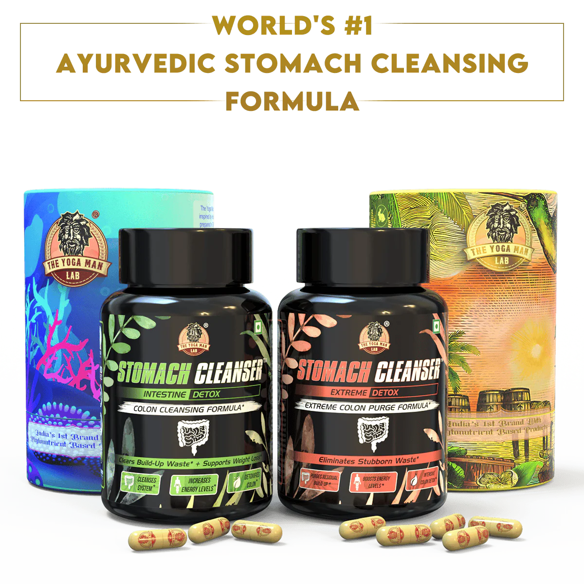 YogaManLab® STOMACH CLEANSER - Probiotic Detox & Flatter Belly Ayurvedic Supplement | 14-Days Program To Remove Constipation & Toxins | 100% Natural with Probiotics - Image 25