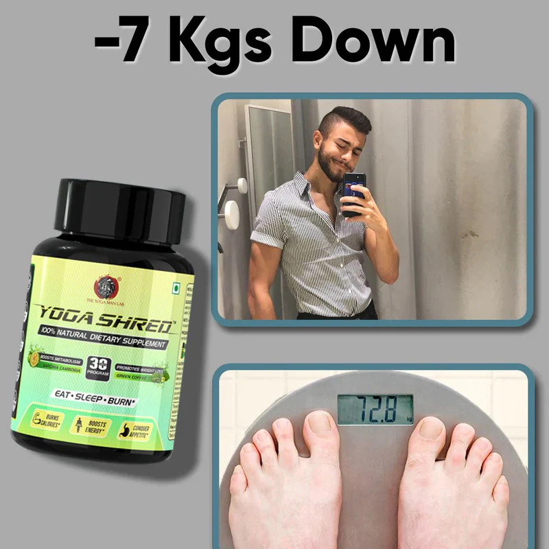 YogaManLab® YOGA SHRED - Burn Fat At-Home Ayurvedic Supplement Capsules (Men) | Helps in Weight Loss & Boosting Energy | Ayurvedic & 100% Natural - Image 3