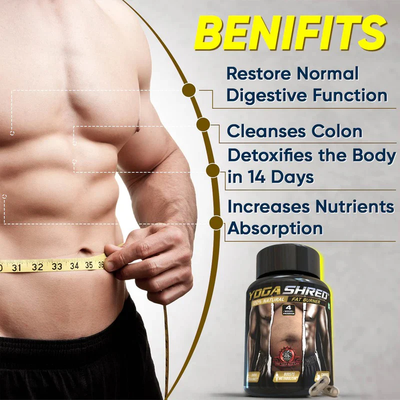 YogaManLab® YOGA SHRED - Burn Fat At-Home Ayurvedic Supplement Capsules (Men) | Helps in Weight Loss & Boosting Energy | Ayurvedic & 100% Natural - Image 4