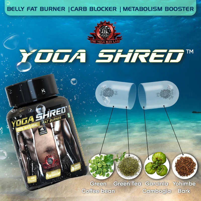 YogaManLab® YOGA SHRED - Burn Fat At-Home Ayurvedic Supplement Capsules (Men) | Helps in Weight Loss & Boosting Energy | Ayurvedic & 100% Natural - Image 5