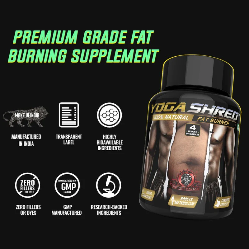 YogaManLab® YOGA SHRED - Burn Fat At-Home Ayurvedic Supplement Capsules (Men) | Helps in Weight Loss & Boosting Energy | Ayurvedic & 100% Natural - Image 8