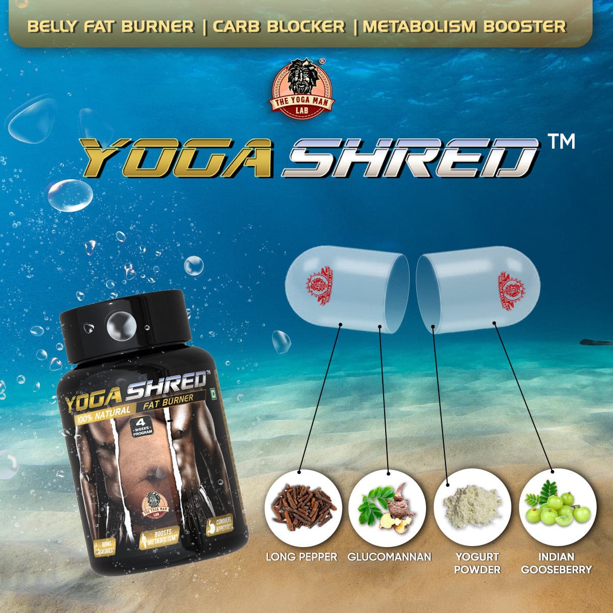 YogaManLab® YOGA SHRED - Home Fat Burner (Women) Ayurvedic Supplement | Thermogenic Weight Burner, Appetite Suppressant & Energy Booster | 100% Natural - Image 5