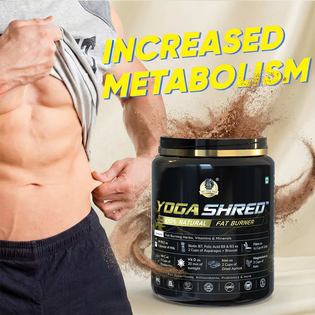 YogaManLab® YOGA SHRED - Burn Fat At-Home Ayurvedic Supplement Powder(Men) | Helps in Weight Loss & Boosting Energy | Ayurvedic & 100% Natural - Image 10