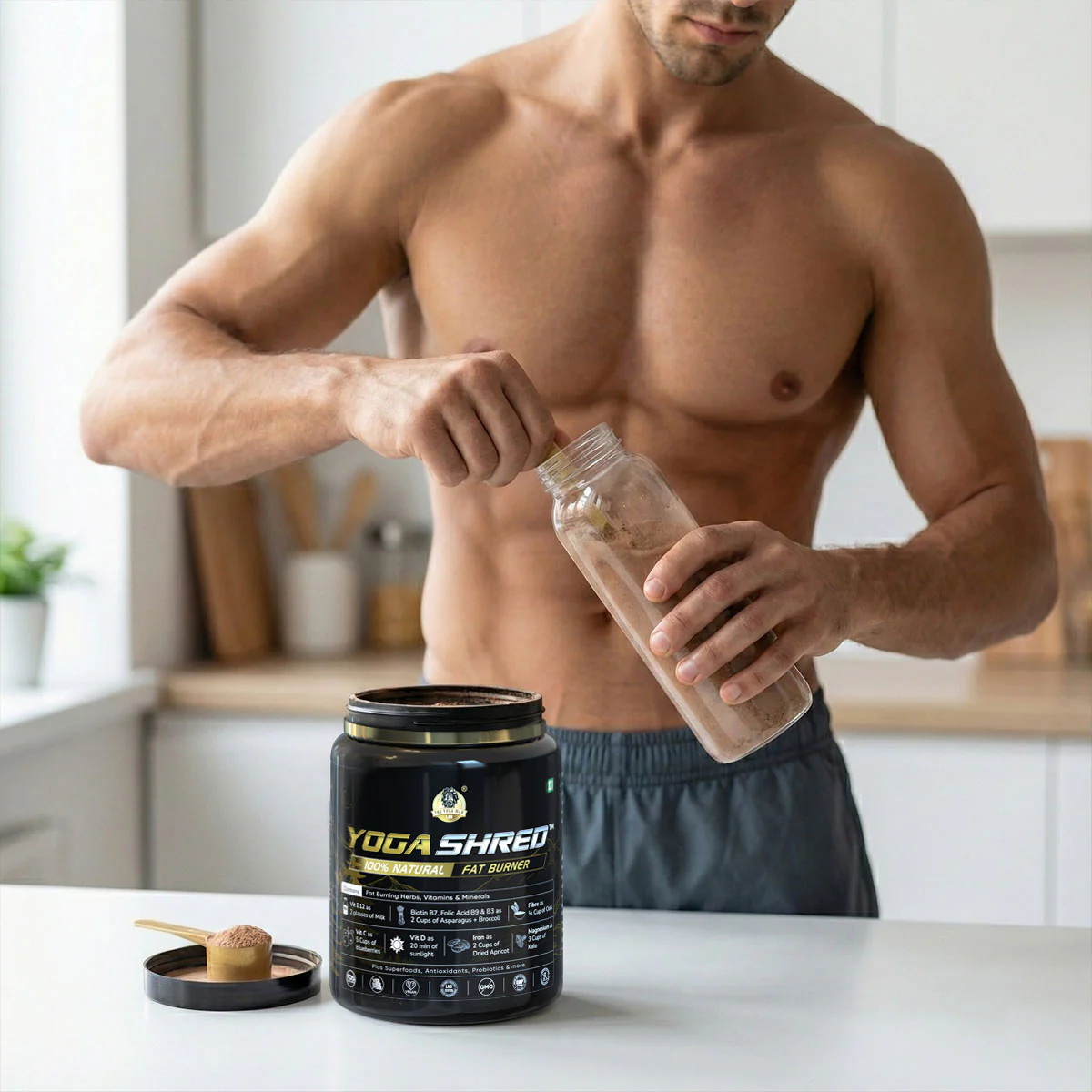 YogaManLab® YOGA SHRED - Burn Fat At-Home Ayurvedic Supplement Powder(Men) | Helps in Weight Loss & Boosting Energy | Ayurvedic & 100% Natural - Image 3