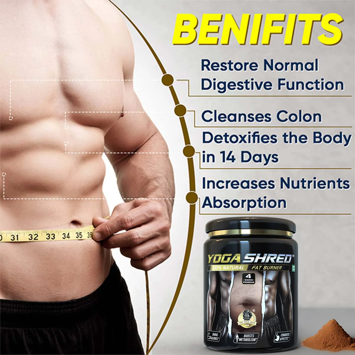 YogaManLab® YOGA SHRED - Burn Fat At-Home Ayurvedic Supplement Powder(Men) | Helps in Weight Loss & Boosting Energy | Ayurvedic & 100% Natural - Image 6