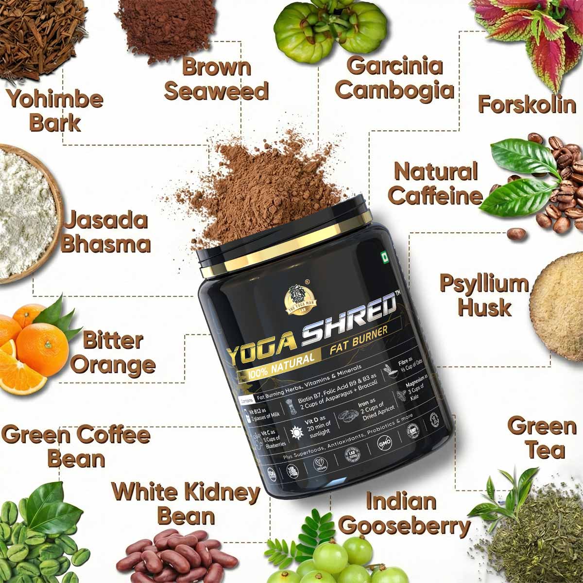 YogaManLab® YOGA SHRED - Burn Fat At-Home Ayurvedic Supplement Powder(Men) | Helps in Weight Loss & Boosting Energy | Ayurvedic & 100% Natural - Image 7