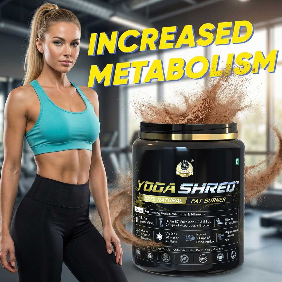 YogaManLab® YOGA SHRED - Burn Fat At-Home Ayurvedic Supplement Powder(Women) | Helps in Weight Loss & Boosting Energy | Ayurvedic & 100% Natural - Image 13