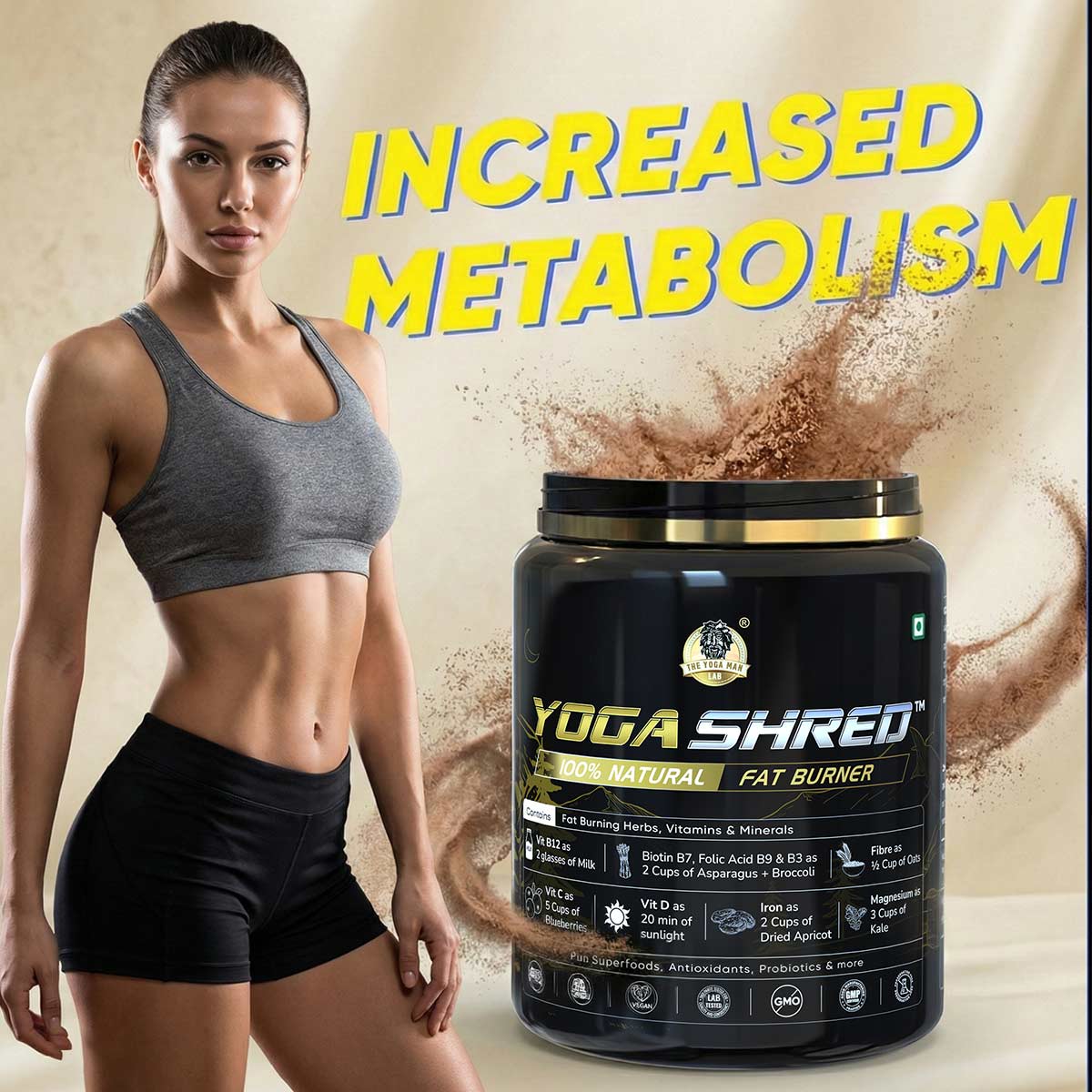 YogaManLab® YOGA SHRED - Burn Fat At-Home Ayurvedic Supplement Powder(Women) | Helps in Weight Loss & Boosting Energy | Ayurvedic & 100% Natural - Image 14