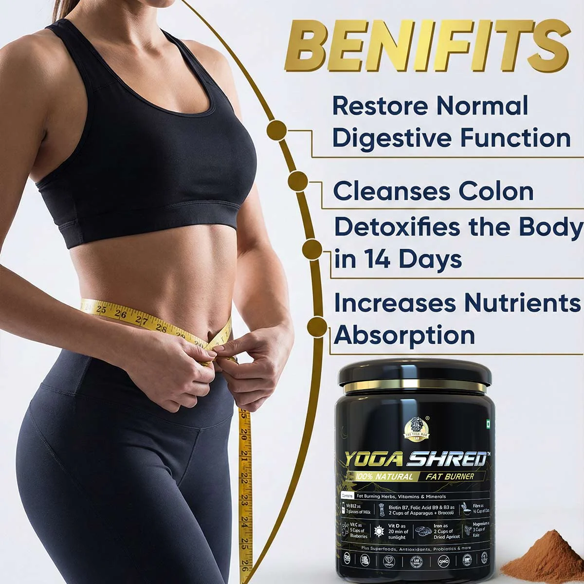 YogaManLab® YOGA SHRED - Burn Fat At-Home Ayurvedic Supplement Powder(Women) | Helps in Weight Loss & Boosting Energy | Ayurvedic & 100% Natural - Image 8
