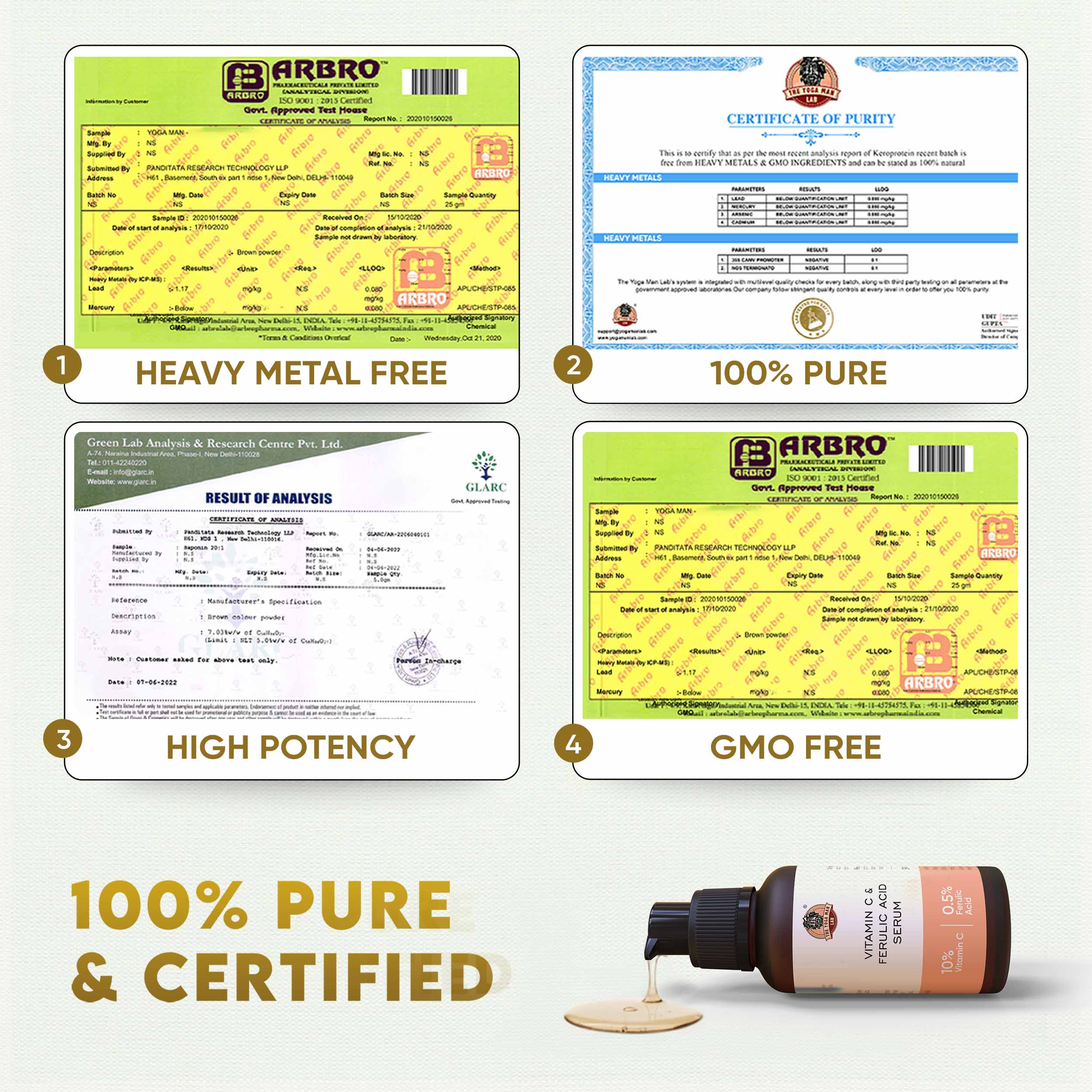 YogaManLab® 10% Pure Vitamin-C & 0.5% Ferulic Acid Face Serum | Brightens Dull Skin, Evens Tone - Image 5
