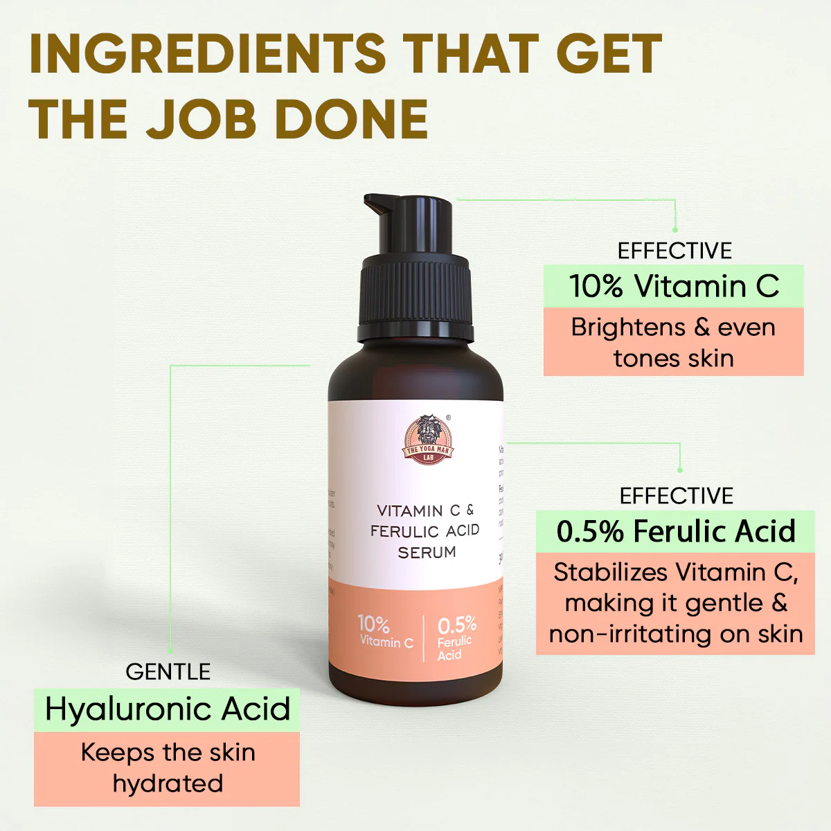 YogaManLab® 10% Pure Vitamin-C & 0.5% Ferulic Acid Face Serum | Brightens Dull Skin, Evens Tone - Image 7